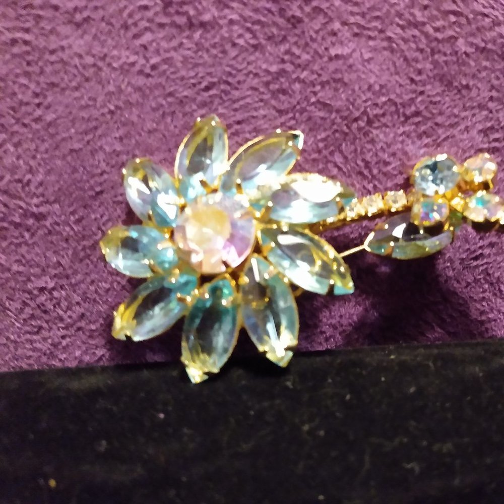 Crystal Flower Brooch